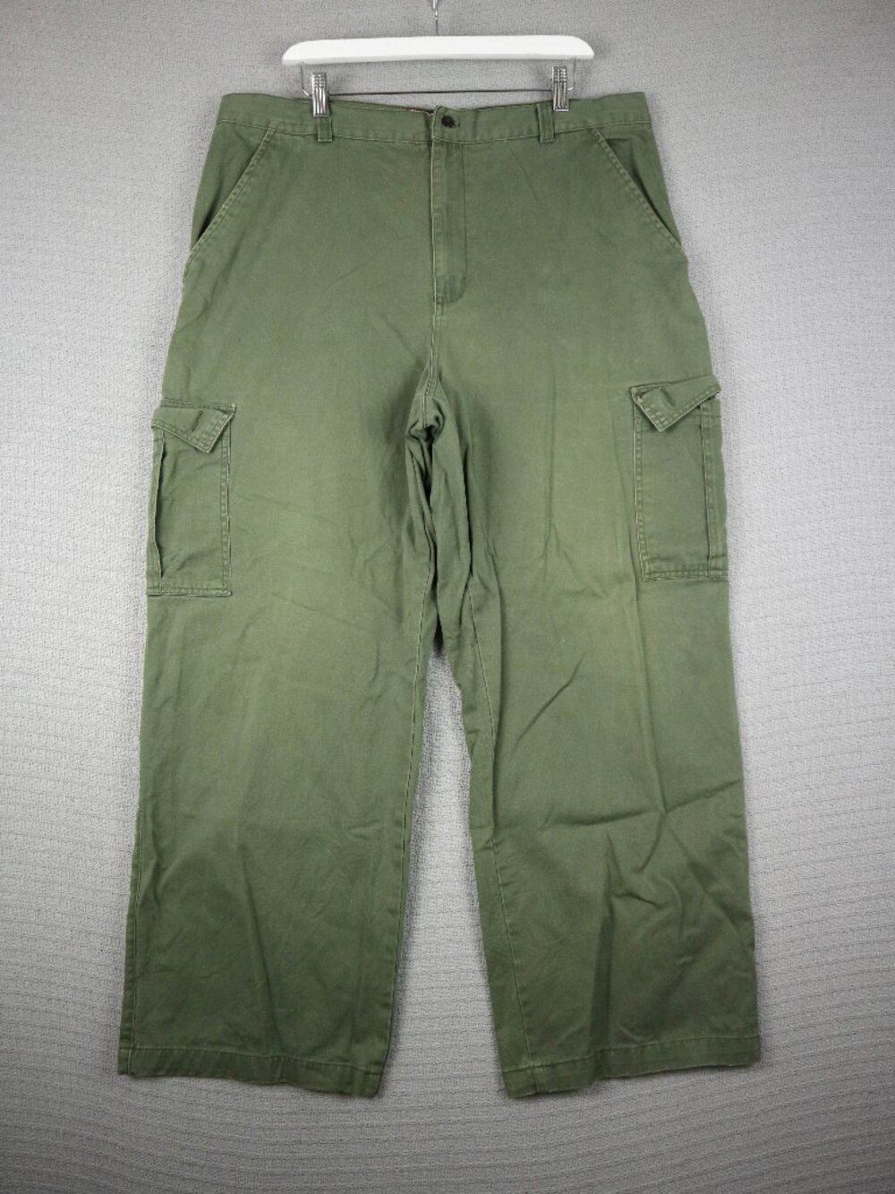 Ralph Lauren Chaps Wide Leg Baggy Cotton Cargo Pants 38x30 Khaki Fatigue Vintage